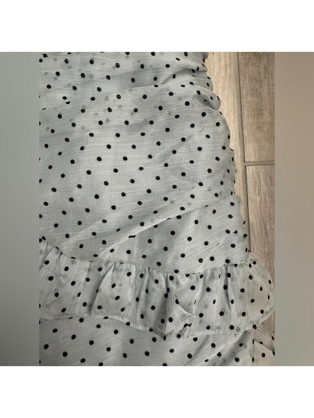 NWT Hello Molly Mimosa Time Blue and Black Polka Dot Ruffle Mini Dress- Size 4 - Picture 6 of 8